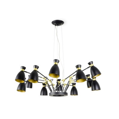 20051 Faro RETRO BLACK AND SATIN GOLD PENDANT LAMP 12L