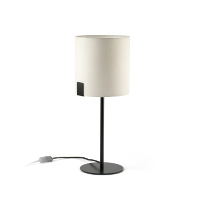 20054 Faro NILA TABLE LAMP BLACK W/ WHITE SHADE 1xE27