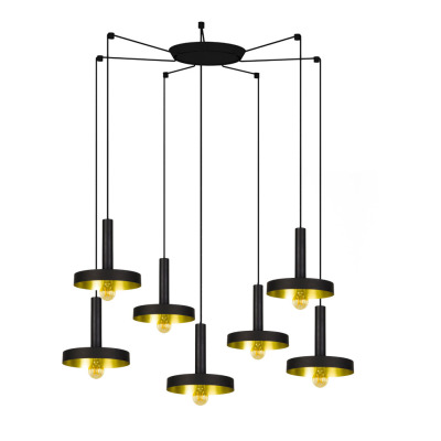 20160-7L Faro WHIZZ BLACK/SATIN GOLD PENDANT LAMP E27 60W 7L
