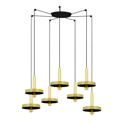 20161-7L Faro WHIZZ SATIN GOLD/BLACK PENDANT LAMP E27 60W 7L