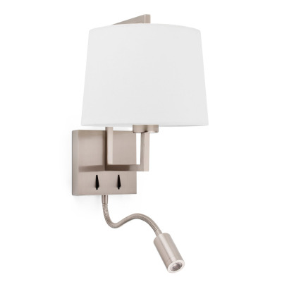 20172-01 Faro FRAME MATT NICKEL WALL L. W/LED READER WH SHADE