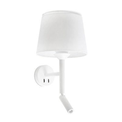 20302-92 Faro SAVOY WHITE WALL LAMP W/READER WHITE SHADE