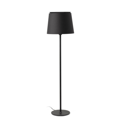 20307-86 Faro SAVOY WHITE FLOOR LAMP W/BLACK SHADE