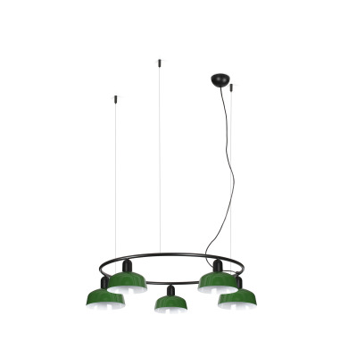 20343-144-5L Faro TATAWIN PENDANT LAMP CIR. SHADE METAL S GREEN 5xE2