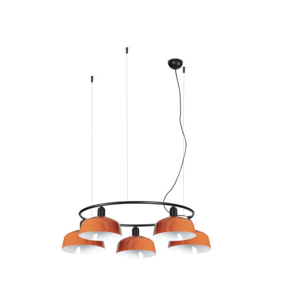 20343-148-5L Faro TATAWIN PENDANT LAMP CIR. PANT.MET. M ORNG ROJ.5xE