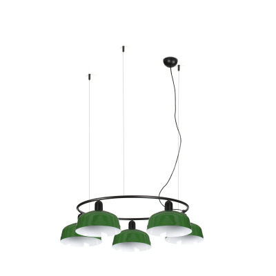 20343-149-5L Faro TATAWIN PENDANT LAMP CIR. SHADE METAL M GREEN 5xE2