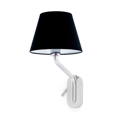 24006-12 Faro ETERNA CHROME WALL LAMP E27 15W WITH RIGHT READER