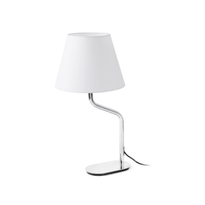 24008-13 Faro ETERNA CHROME TABLE LAMP WHITE SHADE