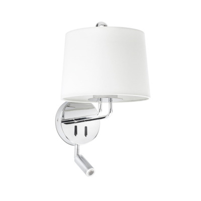 24033-01 Faro MONTREAL CHROME WALL LAMP WITH READER WHITE SHADE