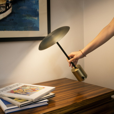 28386 Faro HOSHI Satin gold and black portable lamp