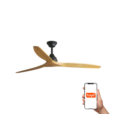 33718DCWT TK-Lighting ALO DC ?1520MM BLACK 3 BLADES WOOD TUYA