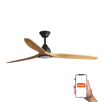 33719DCWT TK-Lighting ALO DC ?1520MM BLACK 3 BLADES WOOD 20W CCT TUYA