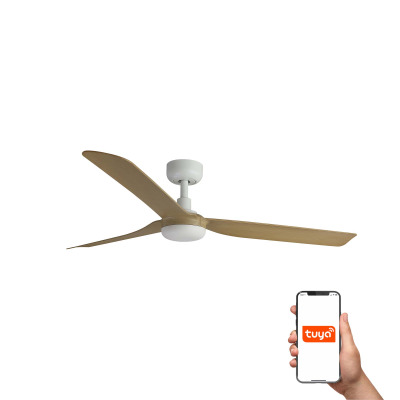 33816WT TK-Lighting PUNT ?1300MM WHITE 3 BLADES WOOD LIGHT TUYA