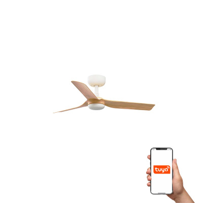 33821WT TK-Lighting MINI PUNT S ?900 WHITE 3 BLADES WOOD LIGHT TUYA