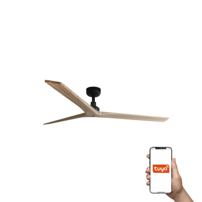 34282WT TK-Lighting KLIM L ?1500MM BLACK 3 BLADES OAK LIGHT TUYA