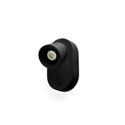 40136 Faro CORB W/LAMP BLACK GU10 + USB