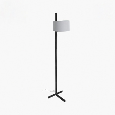 57211-03 Faro STAND UP BLACK FLOOR LAMP GREY SHADE E27 20W