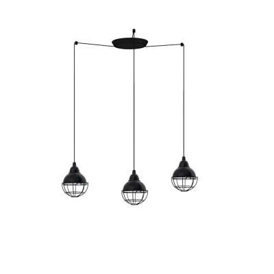 62802-3L Faro CLAIRE BLACK PENDANT LAMP E27 15W 3L