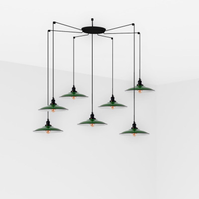 62805-7L Faro LANG GREEN PENDANT LAMP E27 7L