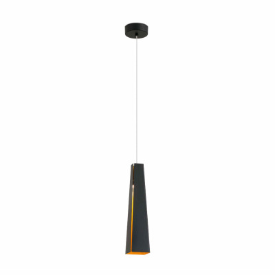 64172 Faro PLUMA BLACK/GOLD PENDANT LAMP LED 6W 3000K