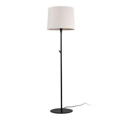 64313-41 Faro SAMBA BLACK FLOOR LAMP BEIGE RIBBONED LAMPSHADE ?4