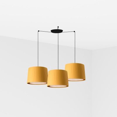 64314-45-3L Faro SAMBA BLACK PENDANT LAMP YELLOW RIBBONED LAMPSHADE