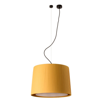 64314-45 Faro SAMBA BLACK PENDANT LAMP YELLOW RIBBONED LAMPSHADE