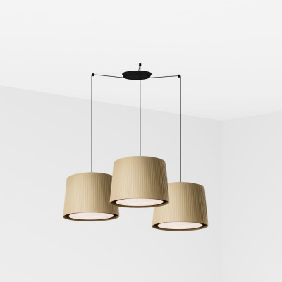 64314-46-3L Faro SAMBA BLACK PENDANT LAMP GREEN RIBBONED LAMPSHADE