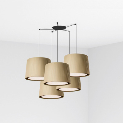 64314-46-5L Faro SAMBA BLACK PENDANT LAMP GREEN RIBBONED LAMPSHADE