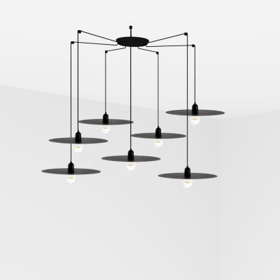 68145-7L Faro PLAT BLACK PENDANT LAMP E27 60W 7L
