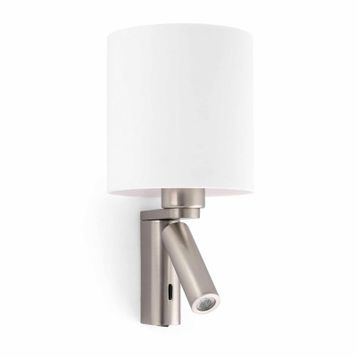 68498 Faro ROB MATT NICKEL WALL LAMP WITH LED READER