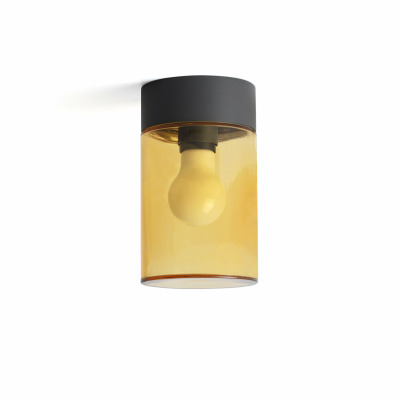 71742 Faro KILA C/L E27 DARK GREY AMBER GLASS